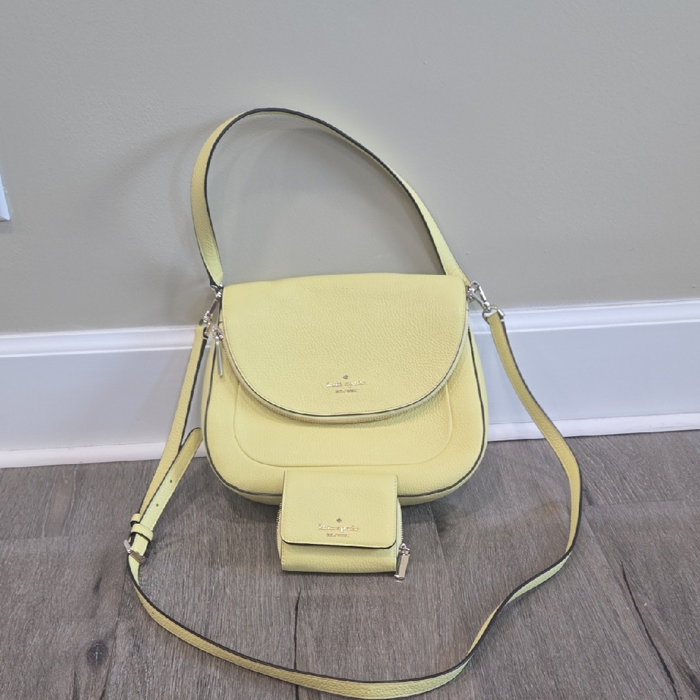 Coach Pastel Yellow Crossbody Bag with Pouch